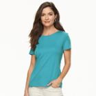 Petite Croft & Barrow&reg; Essential Crewneck Tee, Women's, Size: Xs Petite, Turquoise/blue (turq/aqua)