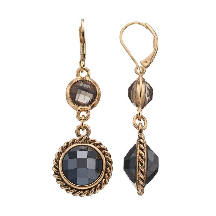 Dana Buchman Double Round Nickel Free Linear Drop Earrings, Women's, Med Brown