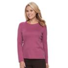 Petite Croft & Barrow&reg; Crewneck Tee, Women's, Size: S Petite, Med Purple