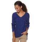 Women's Sonoma Goods For Life&trade; Trellis Cable-knit Sweater, Size: Xxl, Dark Blue