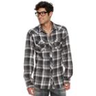 Big & Tall Rock & Republic Plaid Roll-tab Flannel Button-down Shirt, Men's, Size: Xl Tall, Dark Grey