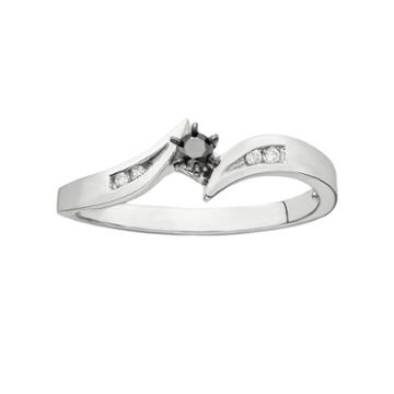 Platina 4 Black And White Diamond Accent Bypass Ring, Women's, Size: 6