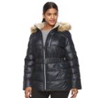 Plus Size Halitech Faux-fur Trim Hooded Puffer Jacket, Women's, Size: 1xl, Blue
