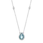 Sterling Silver Lab-created Aquamarine & White Topaz Teardrop Necklace, Women's, Size: 18