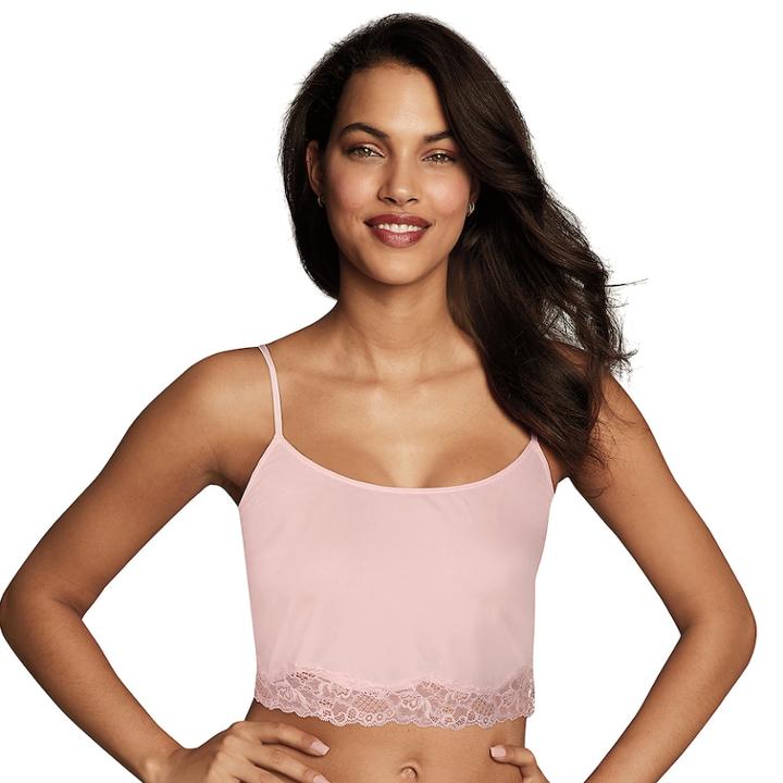 Women's Maidenform Casual Comfort Lounge Lace Crop Cami Dmcclb, Size: Large, Light Pink
