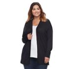 Plus Size Sonoma Goods For Life&trade; Open-font Cardigan, Women's, Size: 4xl, Black