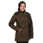 Women's Excelled Mixed-media Peacoat, Size: Medium, Green