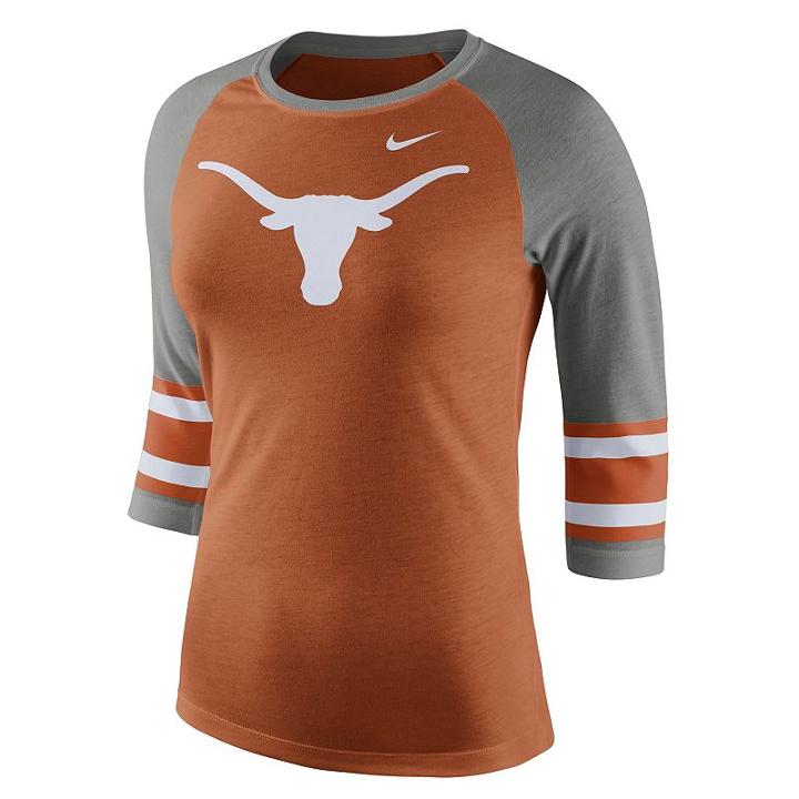 Women's Nike Texas Longhorns Striped Sleeve Tee, Size: Medium, Orange