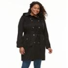 Plus Size Tower By London Fog Hooded Trench Coat, Women's, Size: 2xl, Black