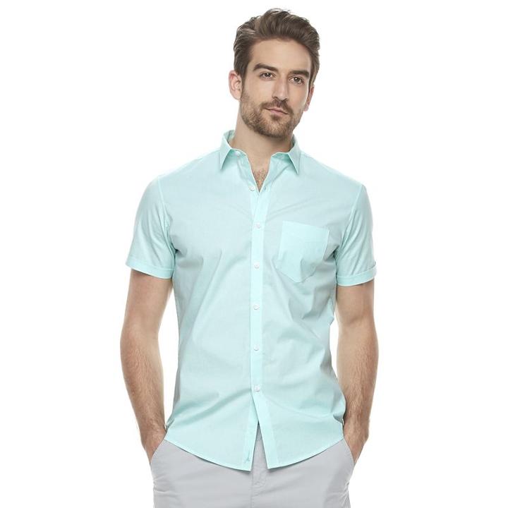 Men's Marc Anthony Slim-fit Woven Button-down Shirt, Size: Xl, Turquoise/blue (turq/aqua)