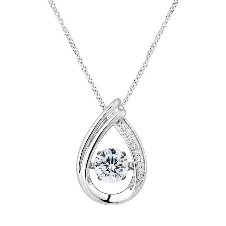 Floating Diamonluxe 1 5/8 Carat T.w. Simulated Diamond Teardrop Pendant, Women's, Size: 18, White