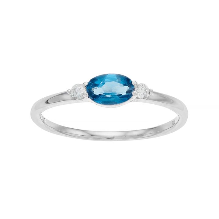 Lc Lauren Conrad 10k White Gold London Blue Topaz & Diamond Accent Oval Ring, Women's, Size: 7