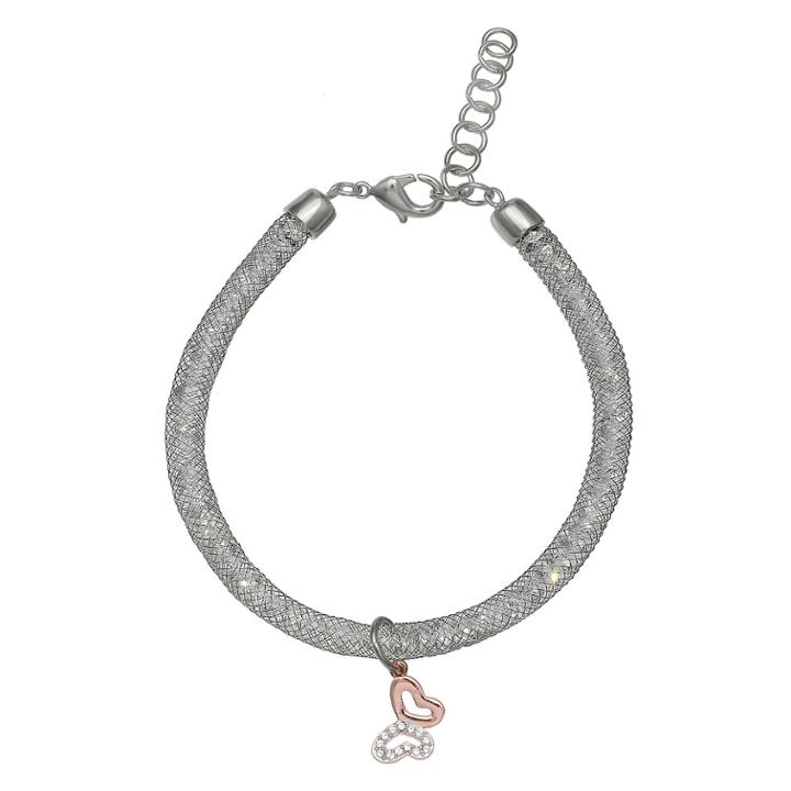 Brilliance Butterfly Heart Mesh Bracelet With Swarovski Crystals, Women's, White