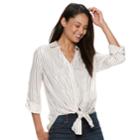 Juniors' Candie's&reg; Striped Tie Front Tunic, Teens, Size: Xl, White
