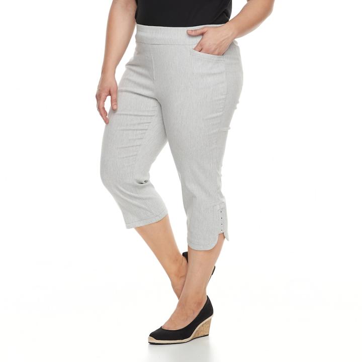 Plus Size Briggs Pull-on Capris, Women's, Size: 16 W, Light Grey