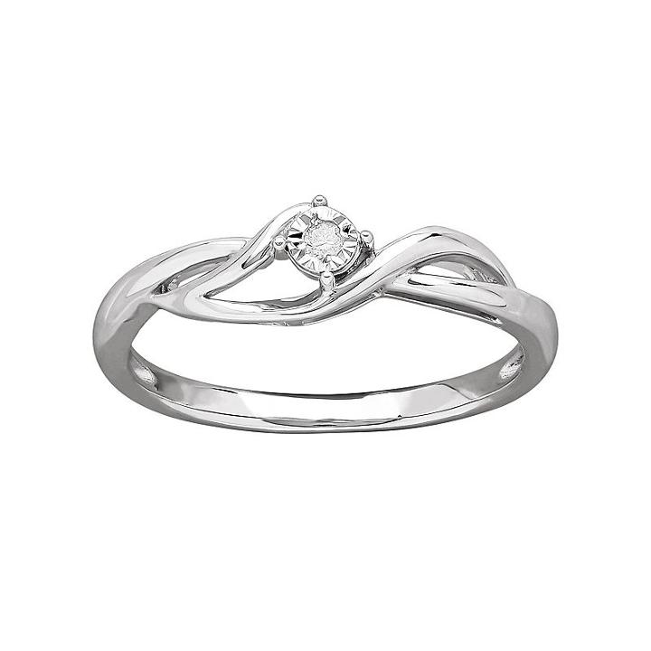 Diamore Diamond Accent Sterling Silver Bypass Ring, Women's, Size: 7, White