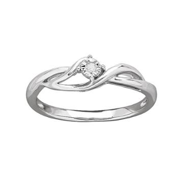 Diamore Diamond Accent Sterling Silver Bypass Ring, Women's, Size: 7, White
