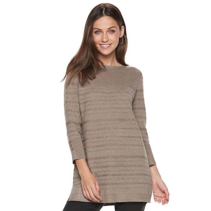Women's Apt. 9&reg; Pointelle Tunic, Size: Xxl, Med Beige