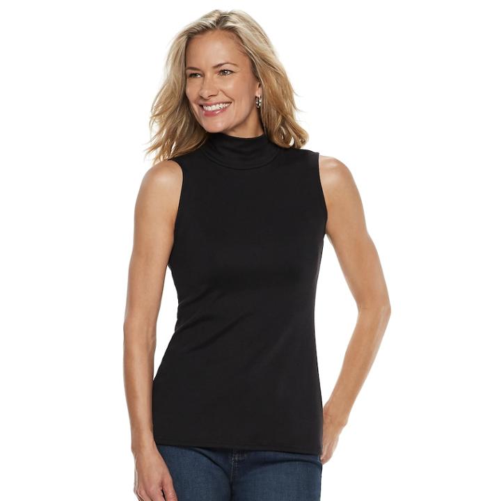 Women's Croft & Barrow&reg; Mockneck Sleeveless Top, Size: Xxl, Black