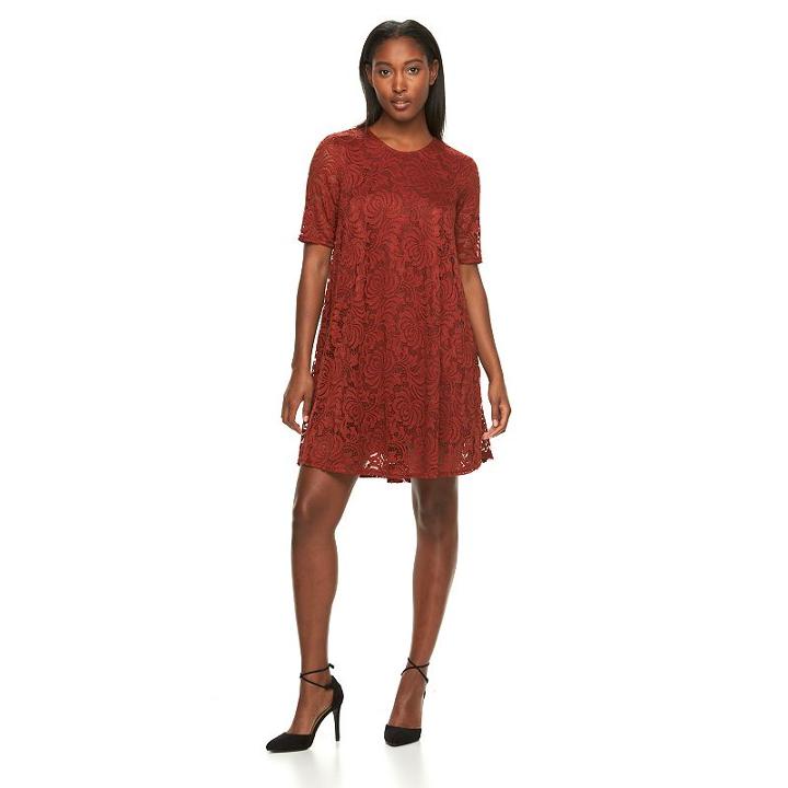 Women's Sharagano Lace A-line Dress, Size: 10, Med Brown