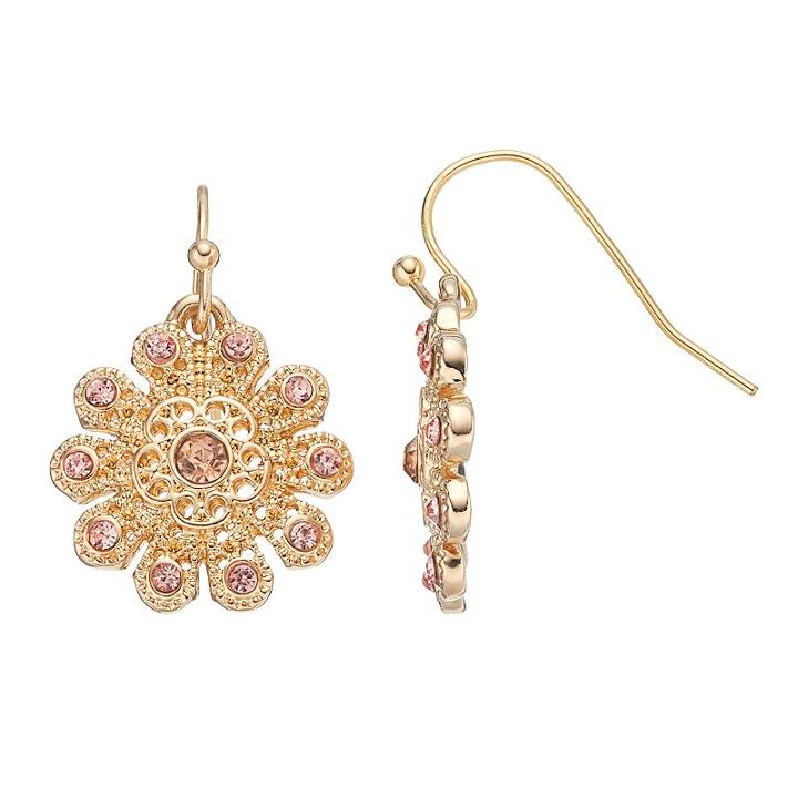 Lc Lauren Conrad Filigree Flower Drop Earrings, Women's, Med Pink