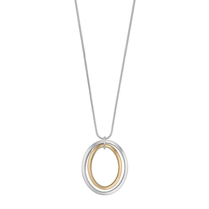 Chaps Long Two Tone Oval Pendant Necklace, Women's, Ovrfl Oth