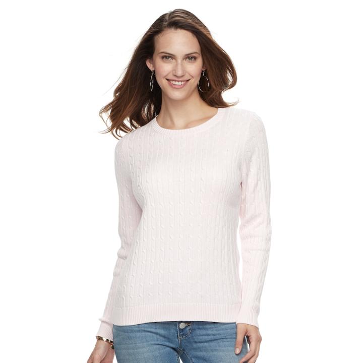 Women's Croft & Barrow&reg; Essential Cable-knit Sweater, Size: Medium, Brt Pink