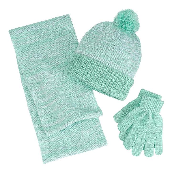 Girls 4-16 Berkshire 3-pc. Marled Infinity Scarf, Hat & Gloves Set, Girl's, Dark Green