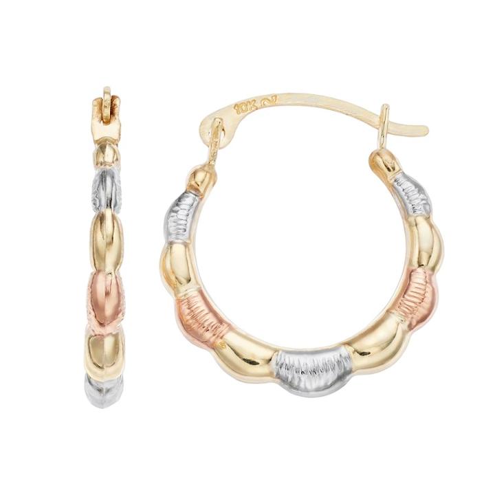 Stella Grace 10k Scalloped Tri-color Hoop Earrings, Women's, Gold