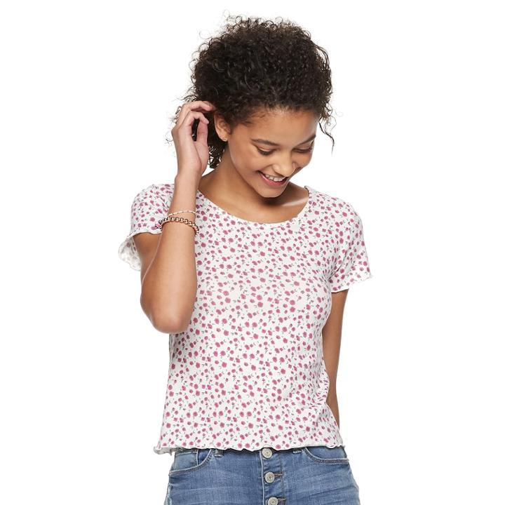Juniors' So&reg; Ruffled Tee, Teens, Size: Xl, White