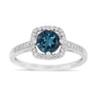10k White Gold 1/8 Carat T.w. Diamond London Blue Topaz Frame Ring, Women's, Size: 5