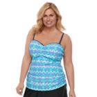 Plus Size Free Country Tie-dye Ruched Tankini Top, Women's, Size: 3xl, Green Oth