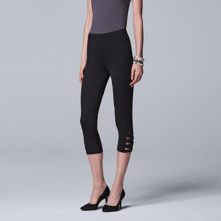 Simply Vera Vera Wang Side Strap Cutout Capri Leggings, Women's, Size: Medium, Black