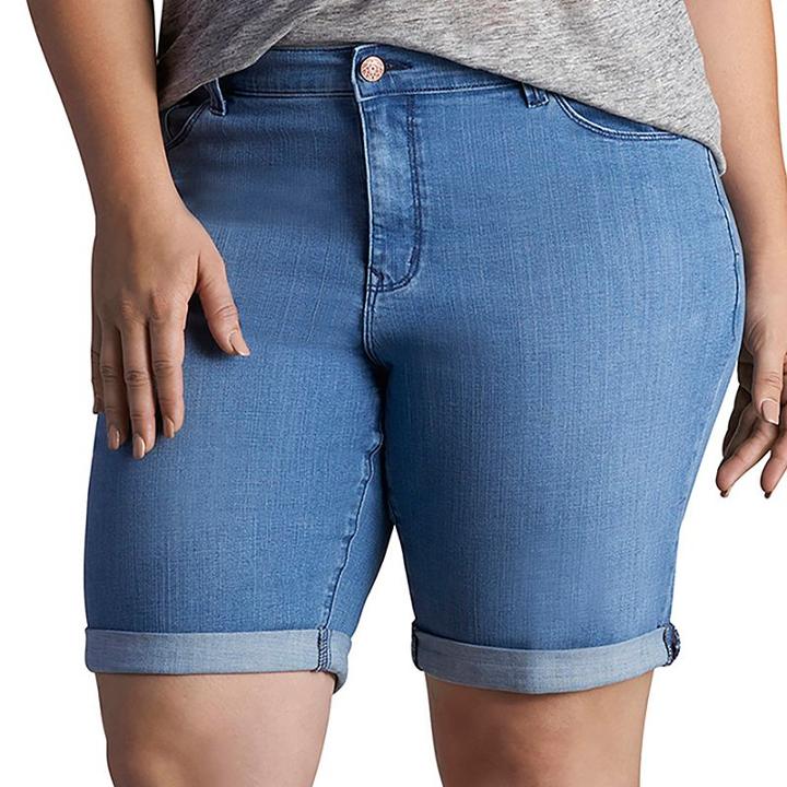 Plus Size Lee Gunnison Bermuda Jean Shorts, Women's, Size: 18 - Regular, Med Blue