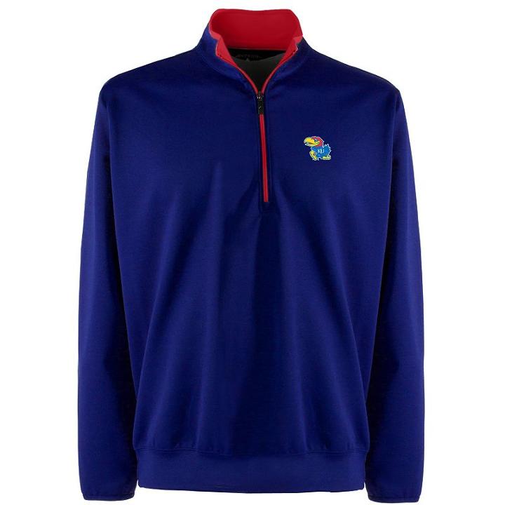 Men's Kansas Jayhawks 1/4-zip Leader Pullover, Size: Large, Blue