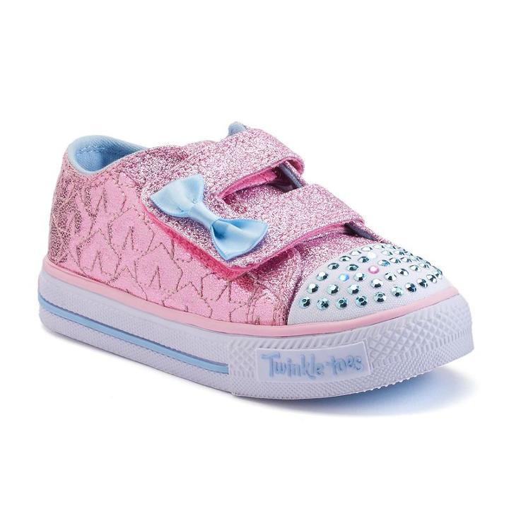 Skechers Twinkle Toes Shuffles Starlight Style Toddler Girls' Light-up Sneakers, Girl's, Size: 5 T, Pink