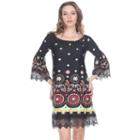 Women's White Mark Scroll Off-the-shoulder Dress, Size: Small, Black