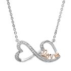 Love Is Forever 14k Rose Gold Over Silver And Sterling Silver 1/10-ct. T.w. Diamond Love Double Heart Necklace, Women's, White