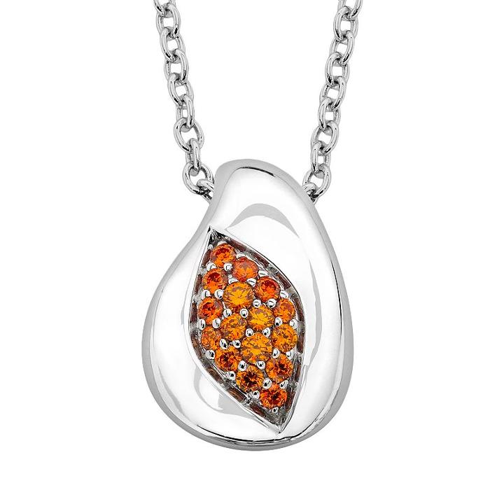 Lotopia Sterling Silver Marquise Pendant - Made With Swarovski Cubic Zirconia, Women's, Size: 17, Orange