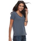 Women's Rock & Republic&reg; V-neck Boyfriend Tee, Size: Large, Dark Blue