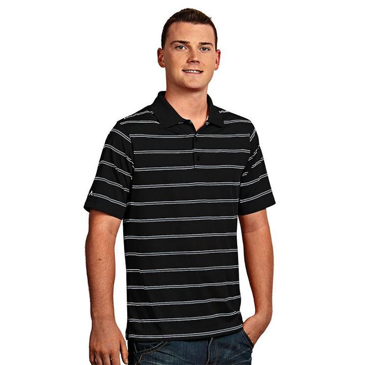 Men's Antigua Striped Performance Golf Polo, Size: Xxl, Black