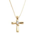 Sirena Collection 14k Gold 1/10-ct. T.w. Diamond Cross Pendant, Adult Unisex, Yellow