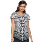 Women's World Unity Printed Flutter Tee, Size: Xxl, Grey (charcoal)