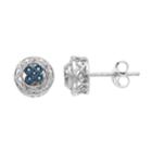 Simply Vera Vera Wang Sterling Silver White & Blue Diamond Accent Circle Stud Earrings, Women's