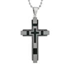 Lynx Stainless Steel Resin Cross Pendant Necklace - Men, Size: 22, Grey