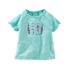 Baby Girl Oshkosh B'gosh&reg; Feather Eyelet Top, Size: 0-3 Months, Turquoise/blue (turq/aqua)
