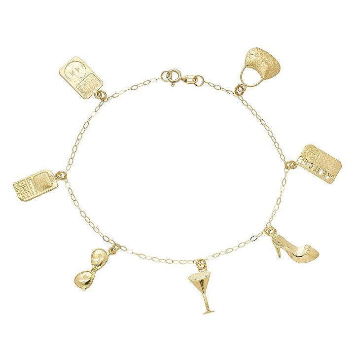 10k Gold City Living Charm Bracelet, Women's, Size: 7.5, Yellow