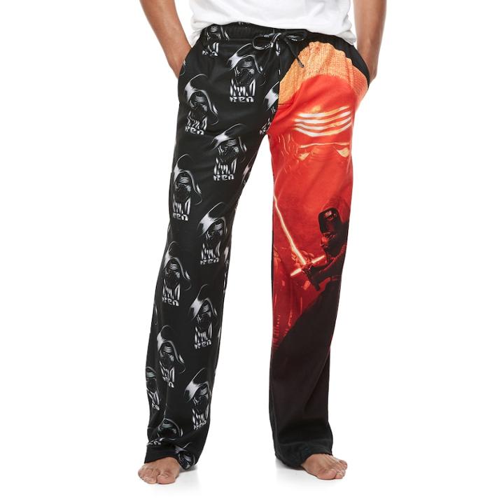 Men's Star Wars: Episode Vii The Force Awakens Kylo Ren Microfleece Lounge Pants, Size: Medium, Black