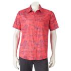Men's Ocean Current Tropical Print Button-down Shirt, Size: Medium, Light Red