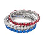 Red, White & Blue Stone Stretch Bracelet Set, Women's, Multicolor